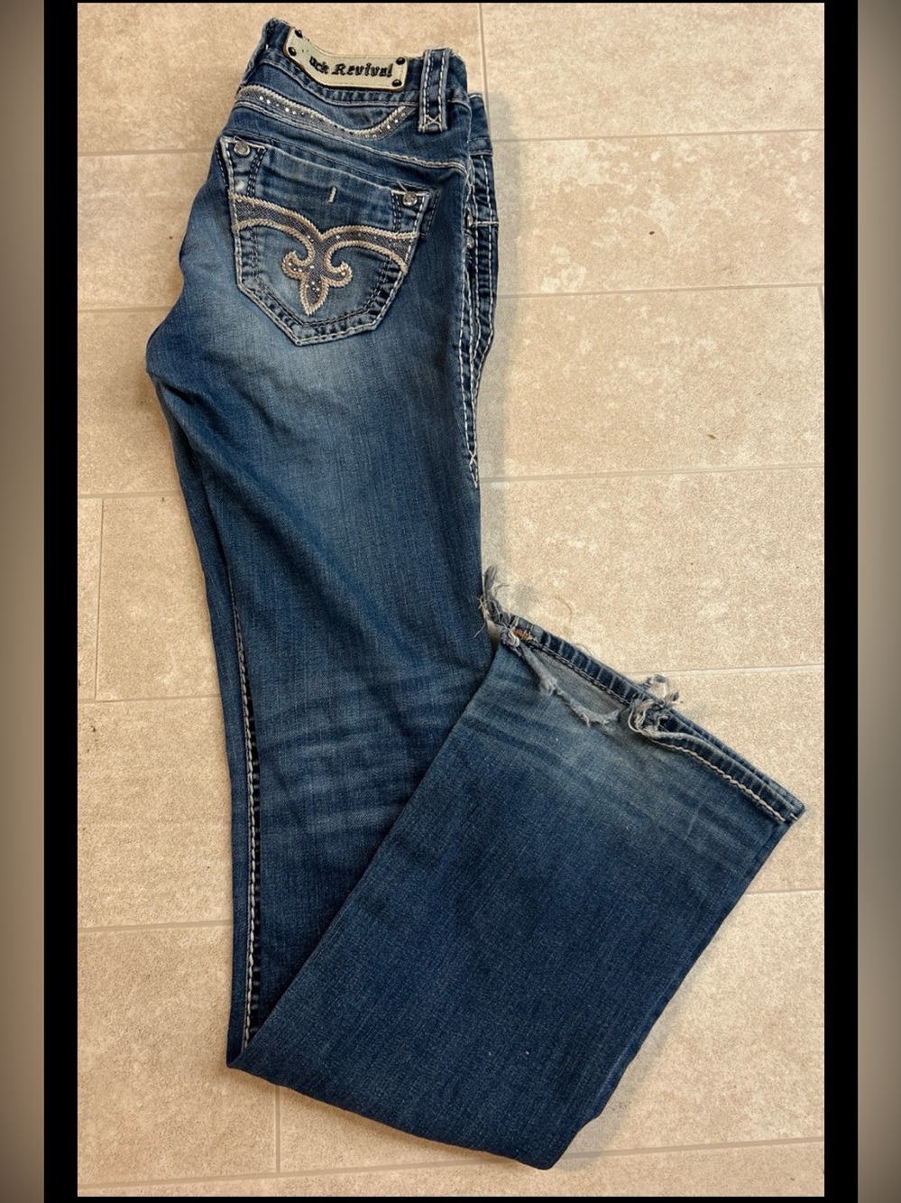 Rock Revival Y2K Adele Blue Denim Medium Wash Bootcut Jeans Womens Size 26